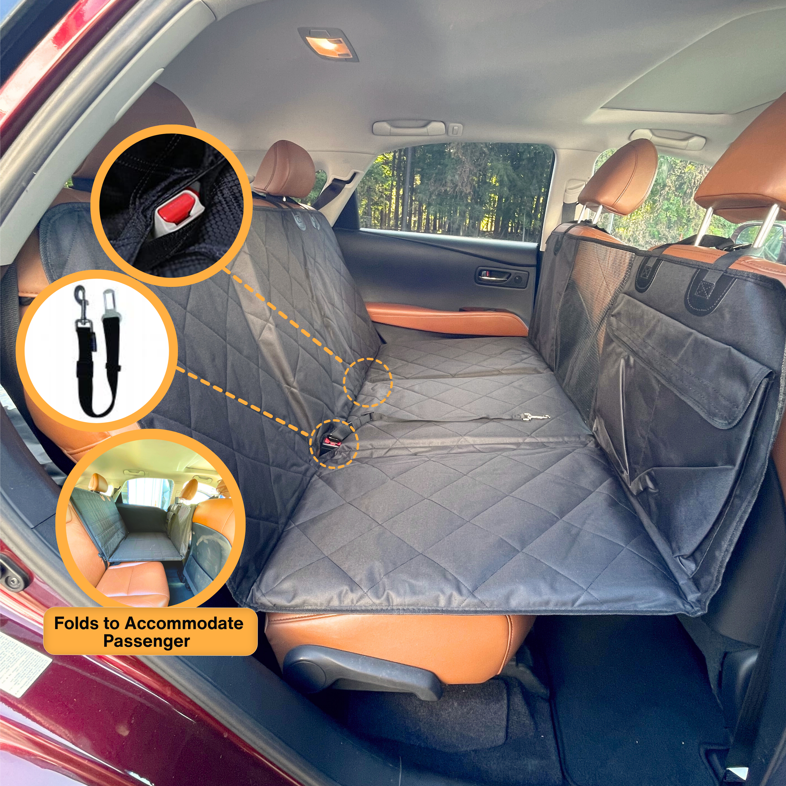 Backseat Extender for Dogs - Standard Black - No Door Covers
